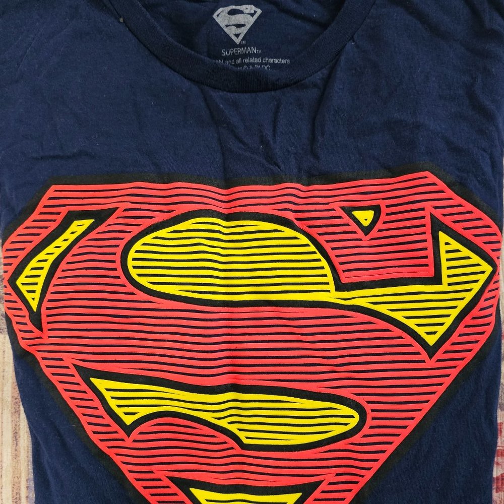 Superman T-Shirt XL(46/48) Navy Blue & Logo 100% Cotton